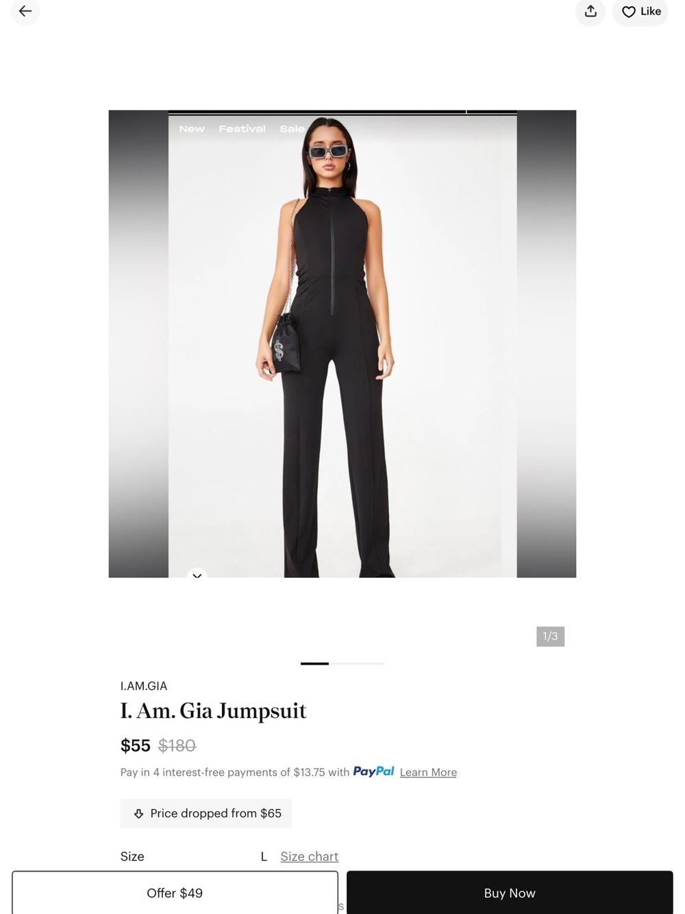 I.AM.GIA Black Strappy Open-Back Jumpsuit